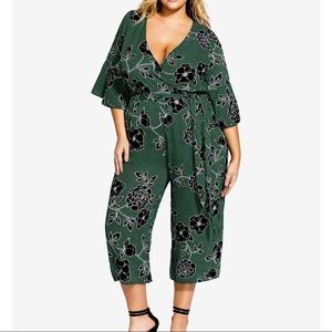 City Chic Floral Print Varsity Stripe Jumpsuit Trendy Women’s Plus Size 20/Large